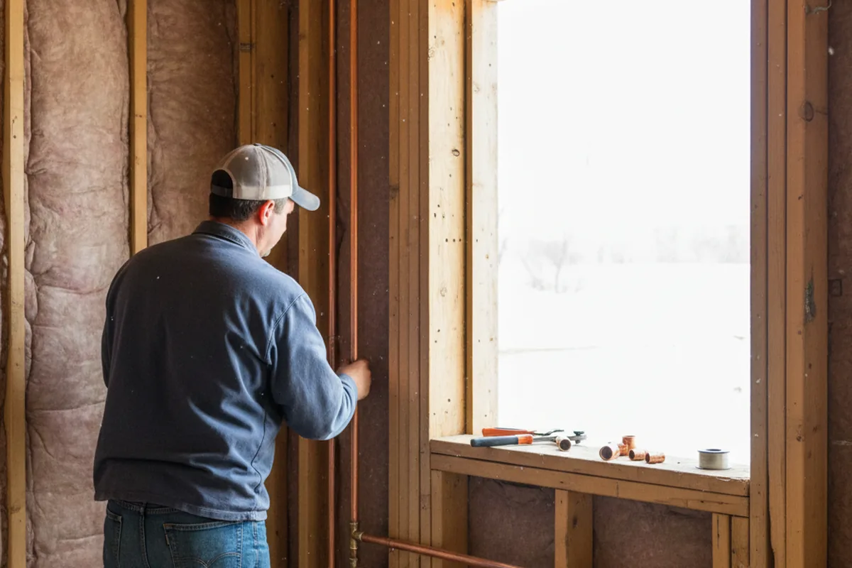 Licensed plumber running new copper supply lines in a Everson home